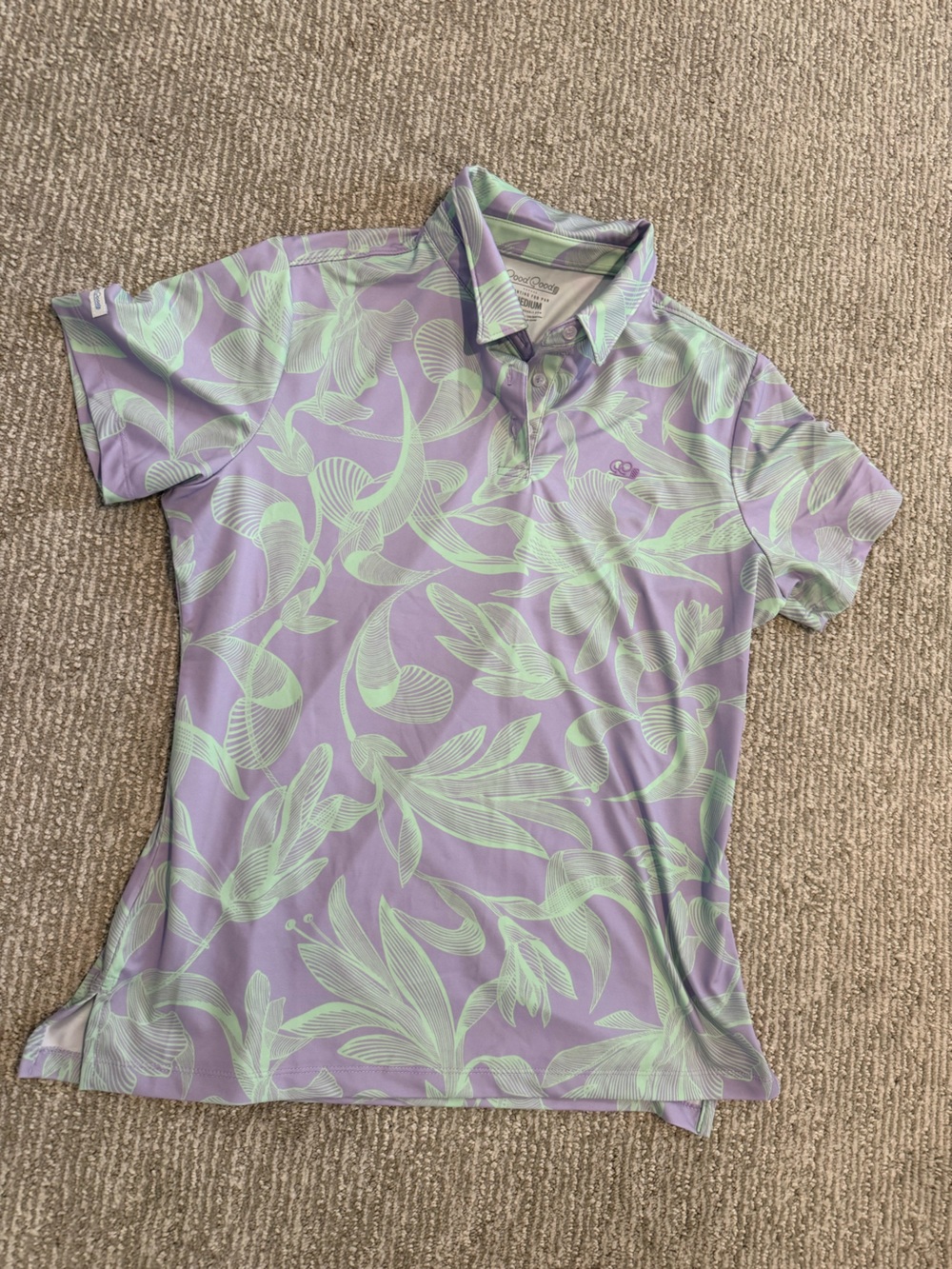 Lavender Floral Short Sleeve Polo Tee